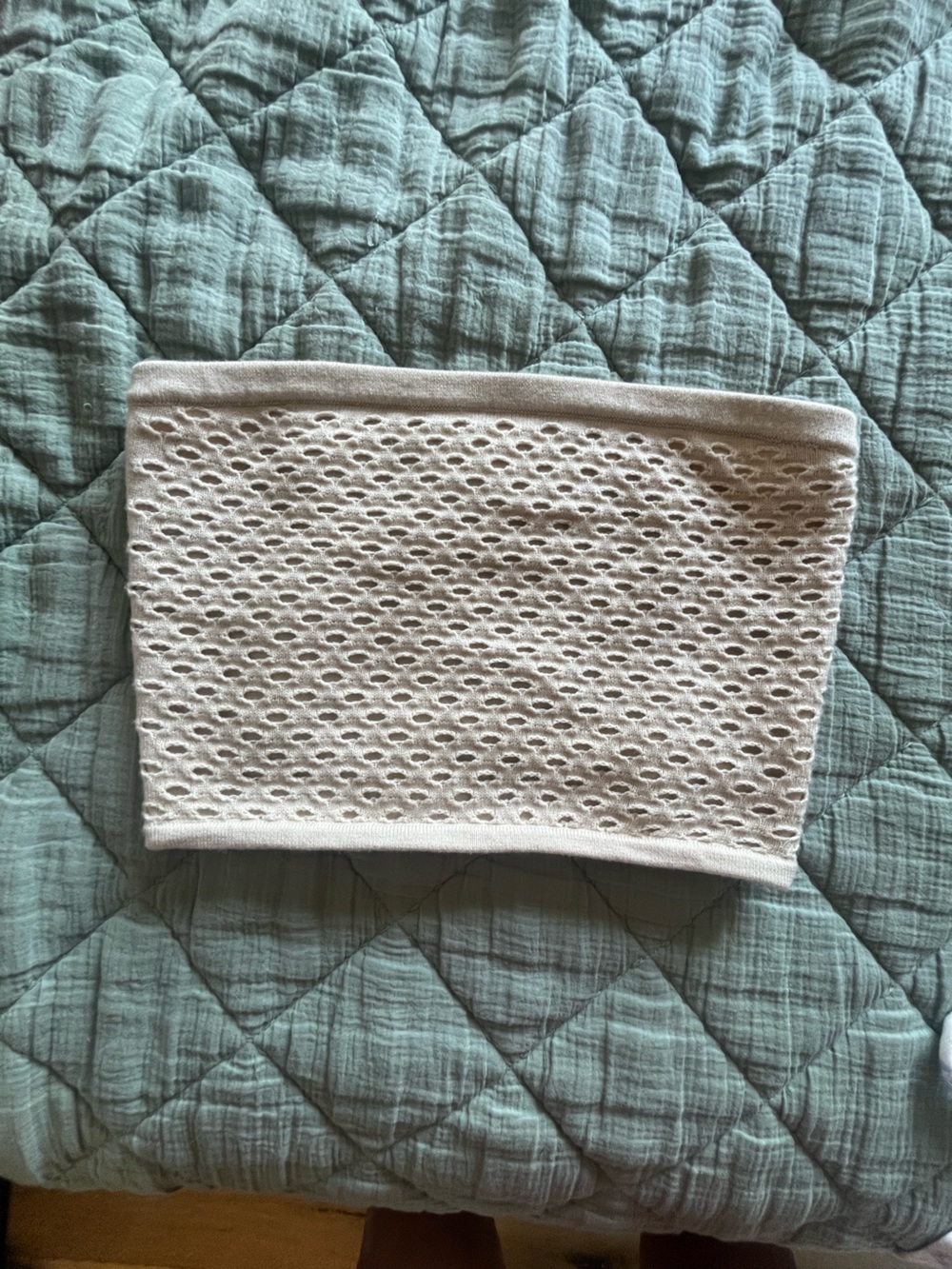 aerie Cream Eyelet Stretch Crochet Tube Crop Top